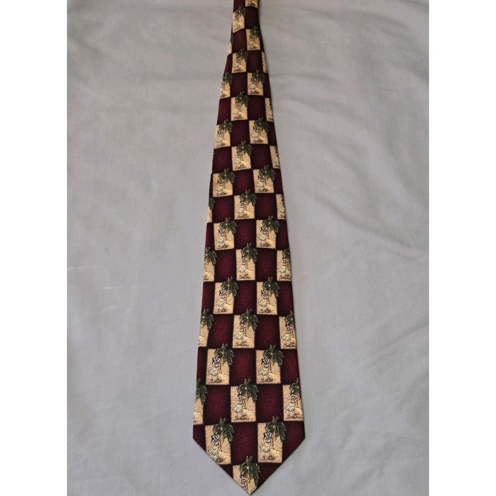 Tango Tropical Men's Neck Tie Palm Trees/Hula Girls 100% Silk Made In USA